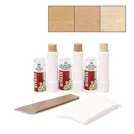 Zestaw naprawczy QUICKFIX 2w1 do szybkiego wypełniania i barwienia drobnych rys - Seria jasnych odcieni (klon, brzoza)